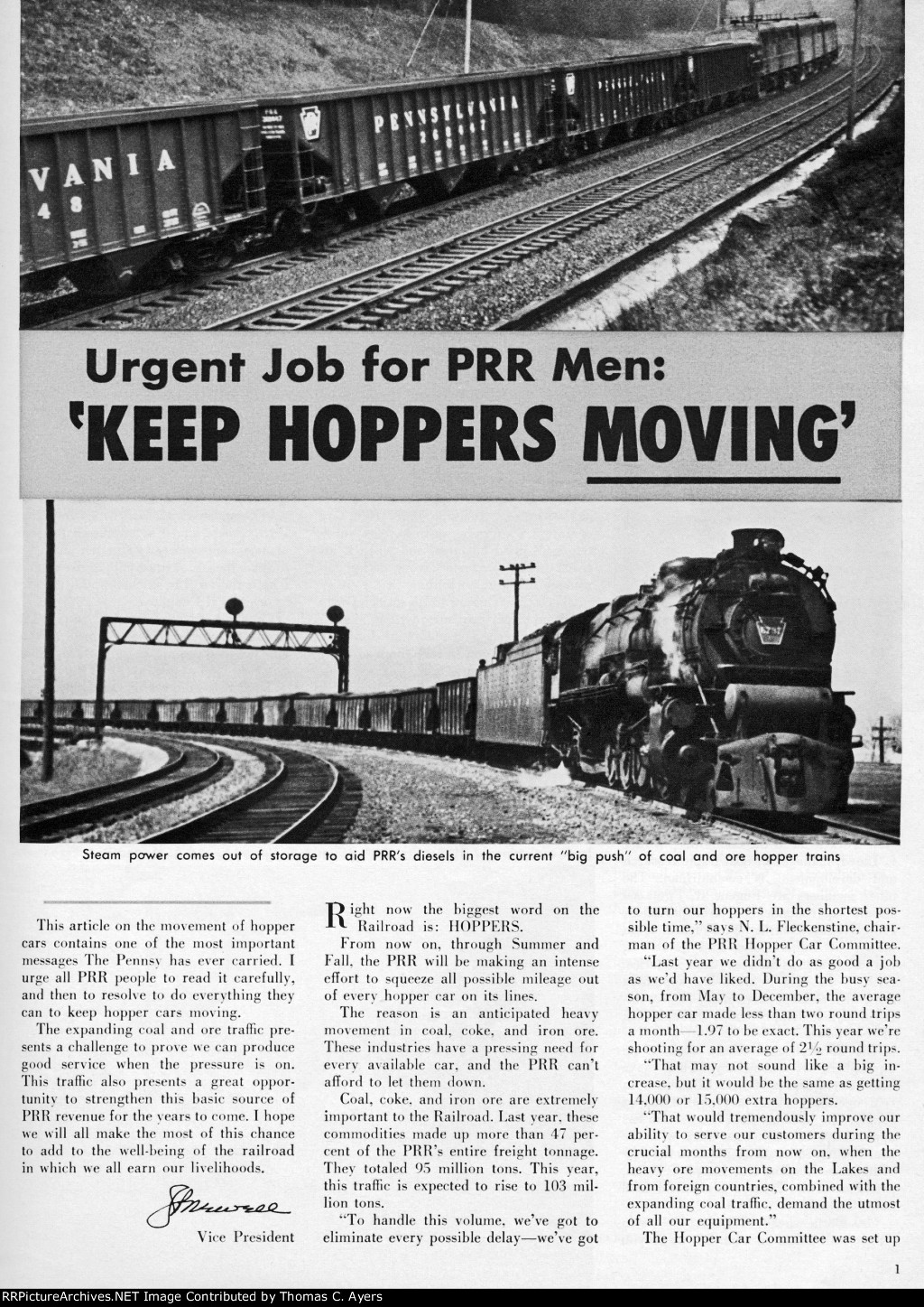 PRR "Keep Hoppers Moving," Page 1, 1956